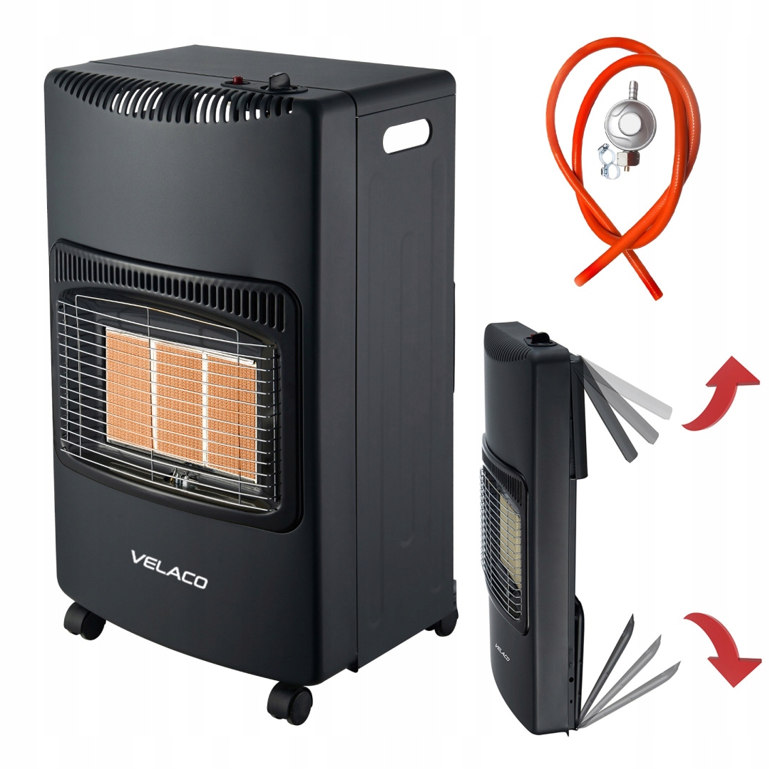 Plynový ohrievač Velaco 4200 W, čierny, 420 x 730 mm